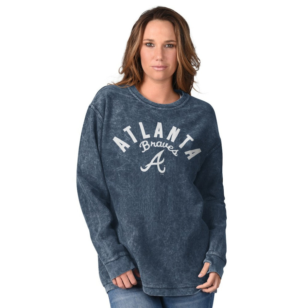 Navy Atlanta Braves G-III 4Her by Carl Banks Women's Comfy Cord Pullover Sweatshirt