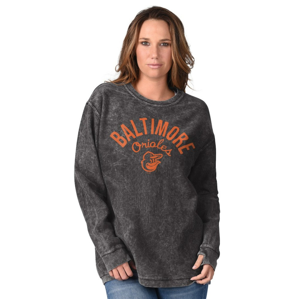 Black Baltimore Orioles G-III 4Her by Carl Banks Women's Comfy Cord Pullover Sweatshirt