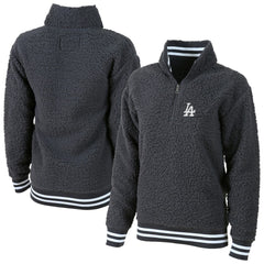 Gray Los Angeles Dodgers G-III 4Her by Carl Banks Women's Play Action Sherpa Fleece Quarter-Zip Jacket