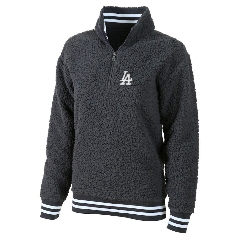 Gray Los Angeles Dodgers G-III 4Her by Carl Banks Women's Play Action Sherpa Fleece Quarter-Zip Jacket