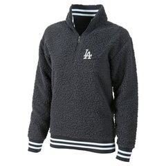 Gray Los Angeles Dodgers G-III 4Her by Carl Banks Women's Play Action Sherpa Fleece Quarter-Zip Jacket