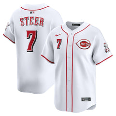 White Spencer Steer Cincinnati Reds Nike Home Limited Player Jersey