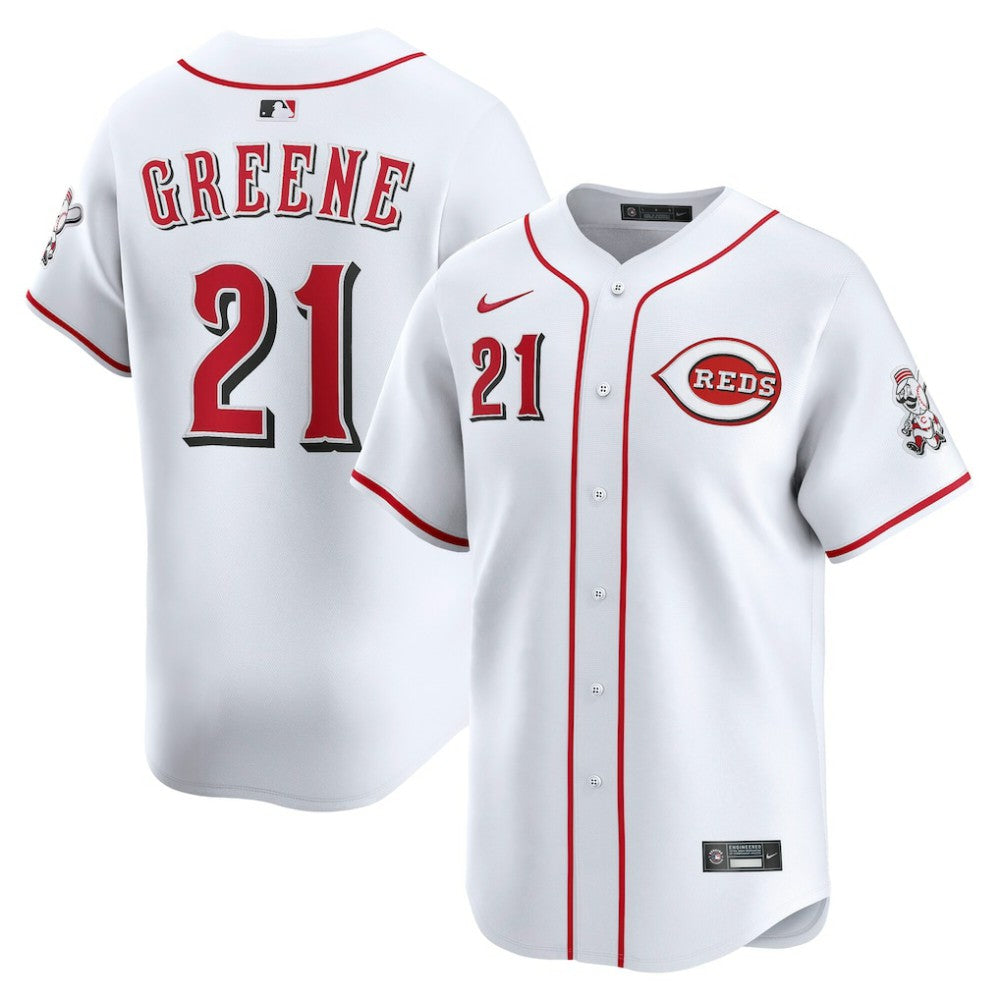White Hunter Greene Cincinnati Reds Nike Home Limited Player Jersey