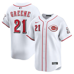 White Hunter Greene Cincinnati Reds Nike Home Limited Player Jersey