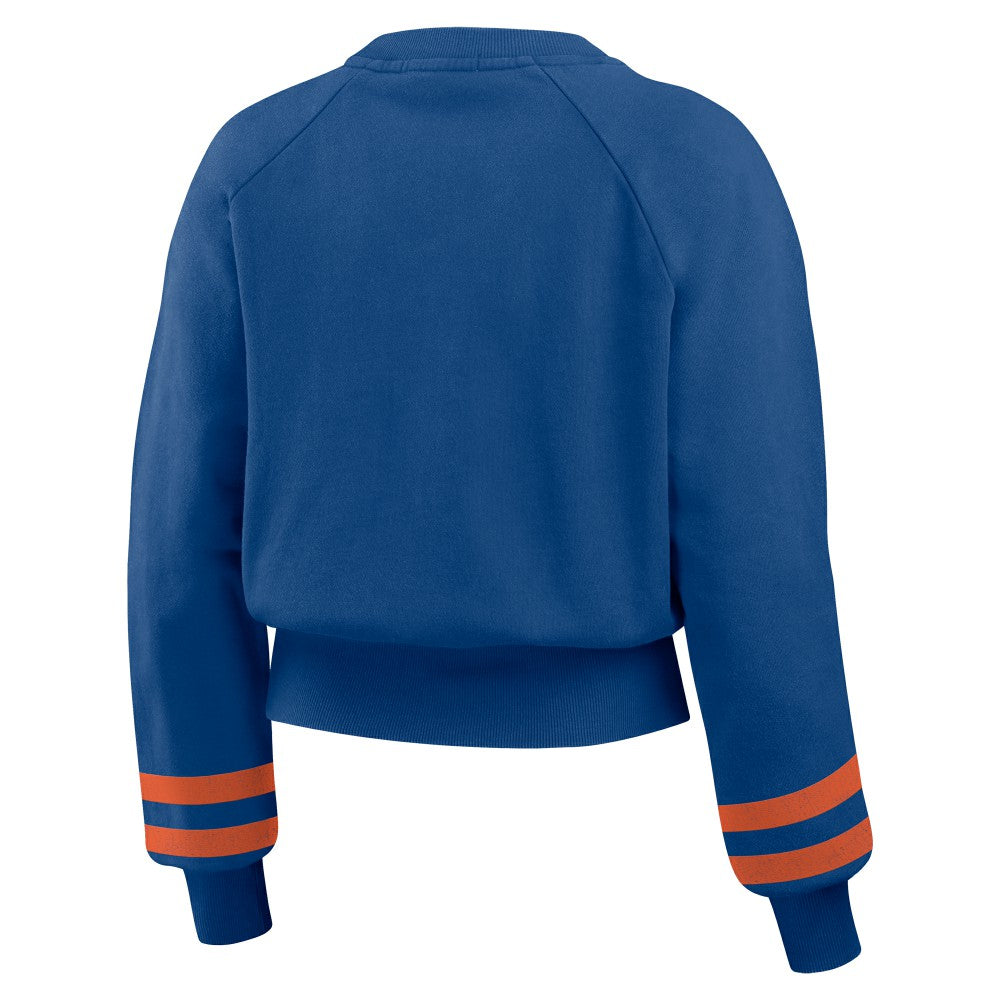 Royal New York Mets WEAR by Erin Andrews Women's Vintage Washed Cropped Pullover Sweatshirt