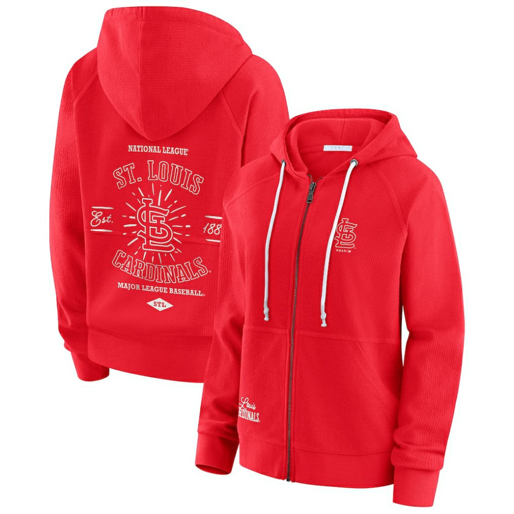 Red St. Louis Cardinals WEAR by Erin Andrews Women's Vintage Full-Zip Raglan Hoodie