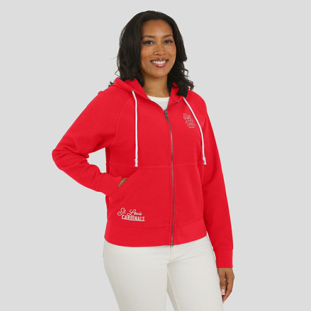 Red St. Louis Cardinals WEAR by Erin Andrews Women's Vintage Full-Zip Raglan Hoodie