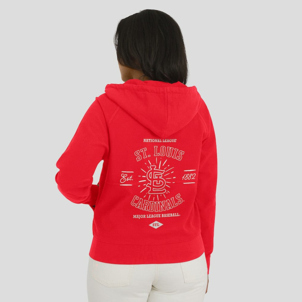 Red St. Louis Cardinals WEAR by Erin Andrews Women's Vintage Full-Zip Raglan Hoodie
