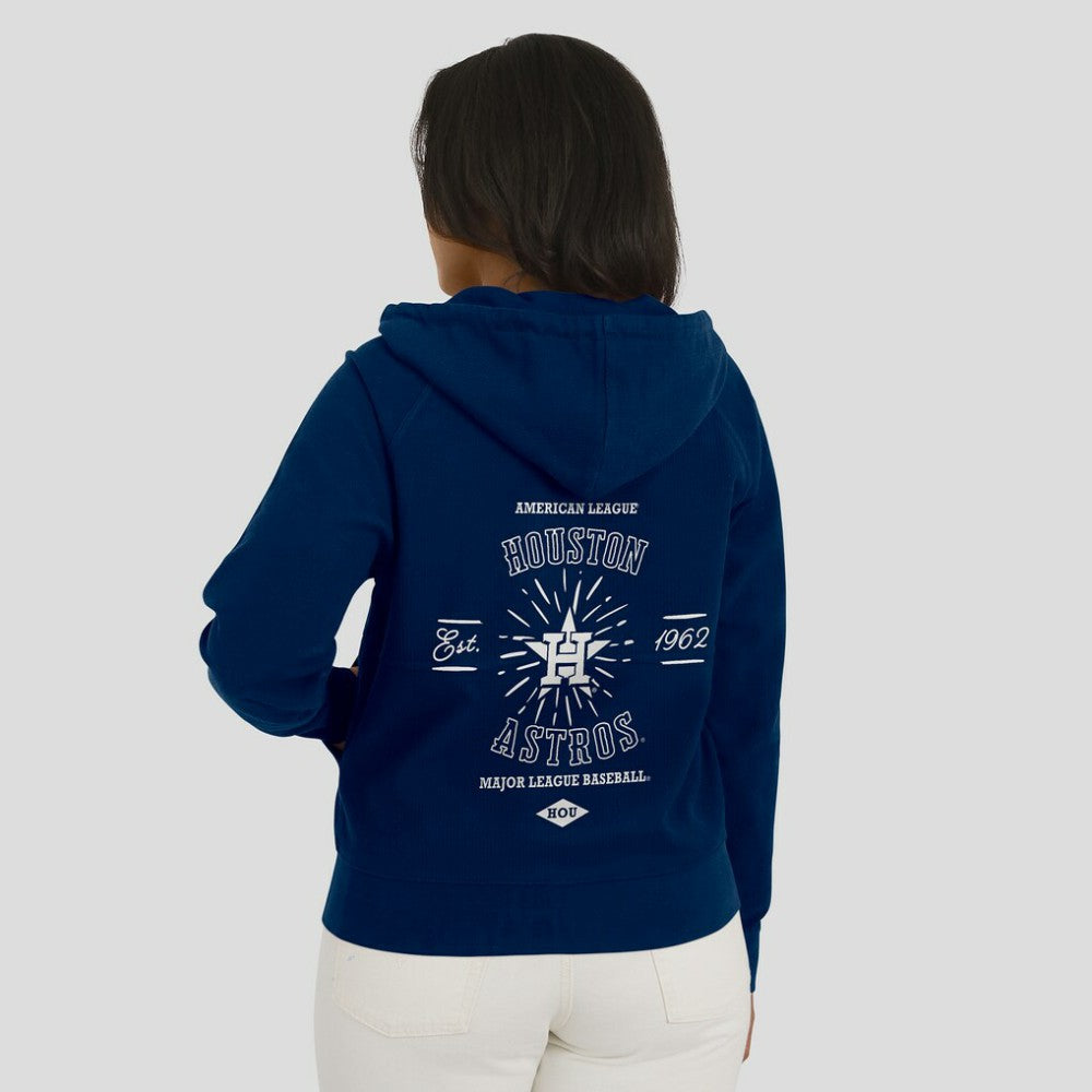 Navy Houston Astros WEAR by Erin Andrews Women's Vintage Full-Zip Raglan Hoodie