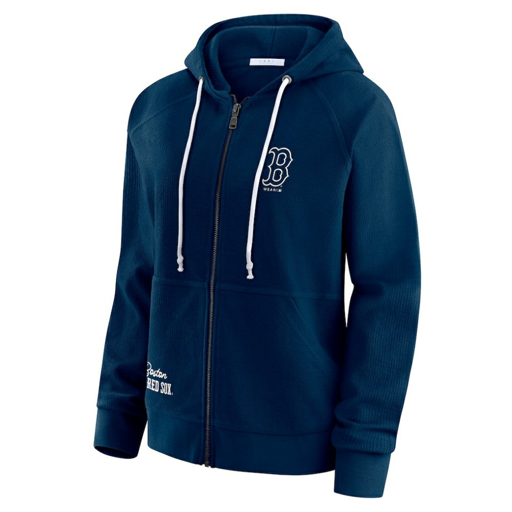 Navy Boston Red Sox WEAR by Erin Andrews Women's Vintage Full-Zip Raglan Hoodie