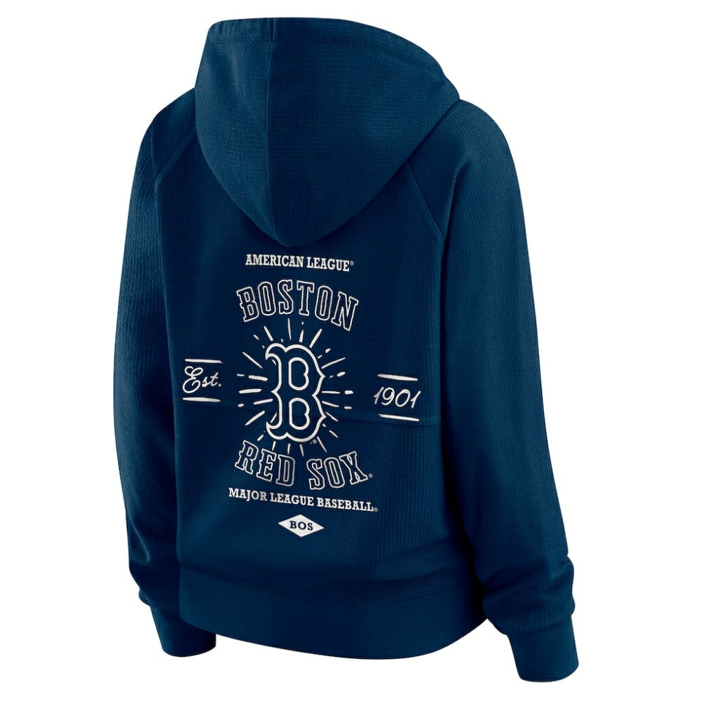 Navy Boston Red Sox WEAR by Erin Andrews Women's Vintage Full-Zip Raglan Hoodie