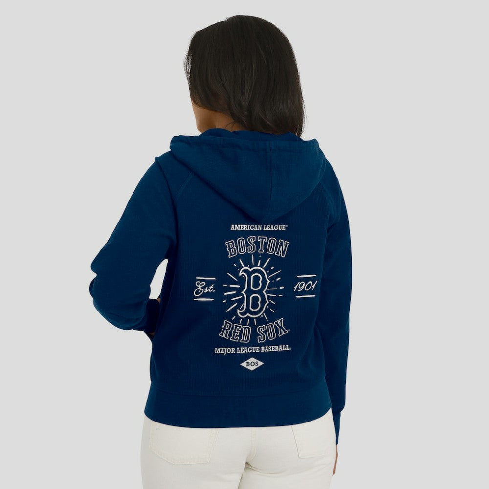 Navy Boston Red Sox WEAR by Erin Andrews Women's Vintage Full-Zip Raglan Hoodie