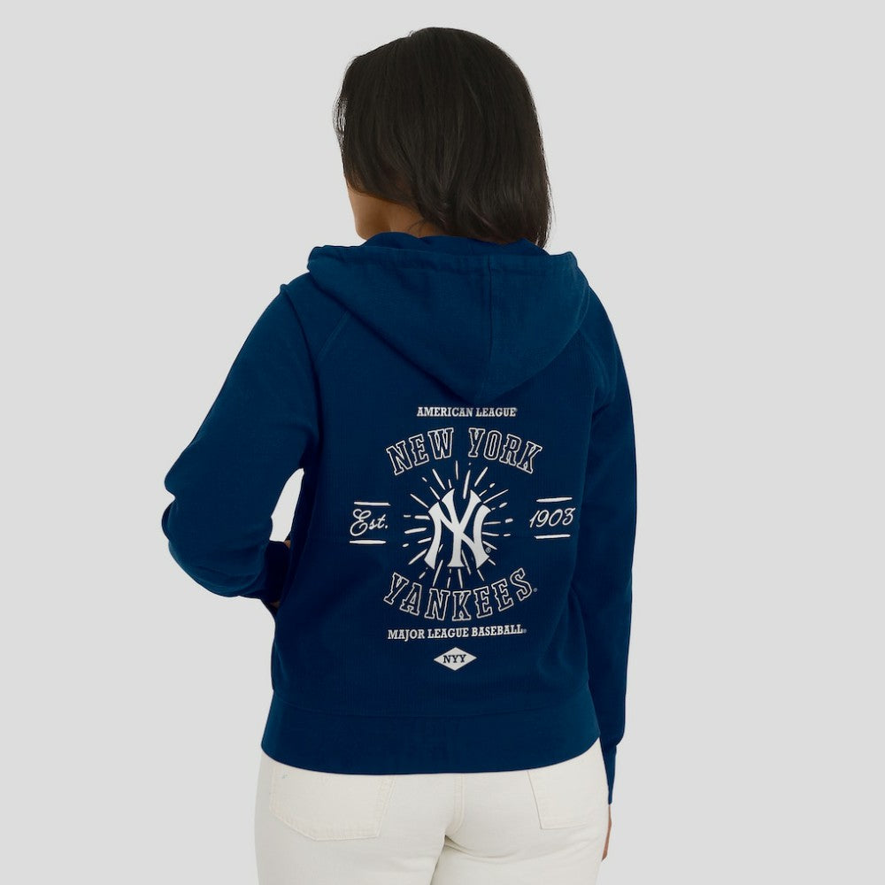 Navy New York Yankees WEAR by Erin Andrews Women's Vintage Full-Zip Raglan Hoodie