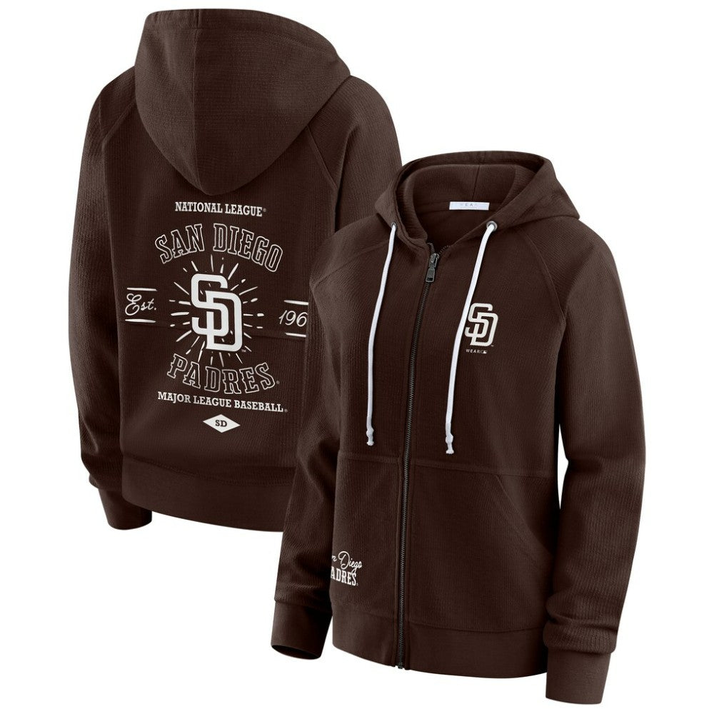 Brown San Diego Padres WEAR by Erin Andrews Women's Vintage Full-Zip Raglan Hoodie
