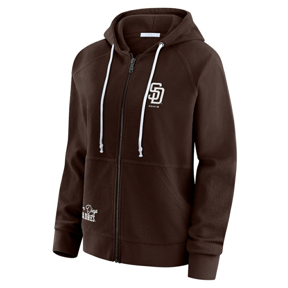 Brown San Diego Padres WEAR by Erin Andrews Women's Vintage Full-Zip Raglan Hoodie