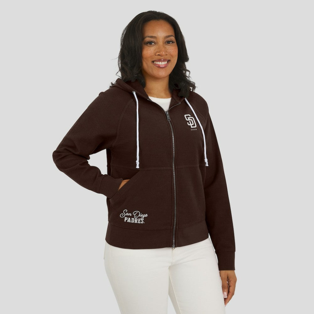 Brown San Diego Padres WEAR by Erin Andrews Women's Vintage Full-Zip Raglan Hoodie