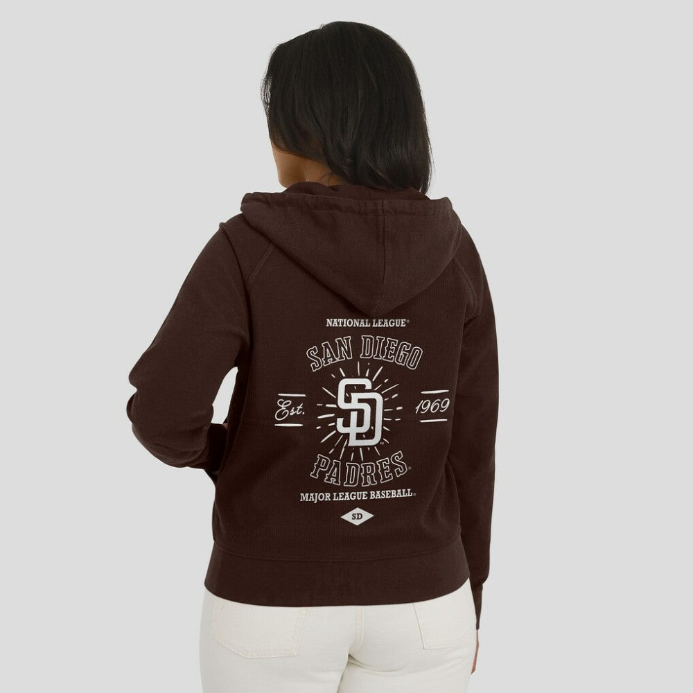 Brown San Diego Padres WEAR by Erin Andrews Women's Vintage Full-Zip Raglan Hoodie