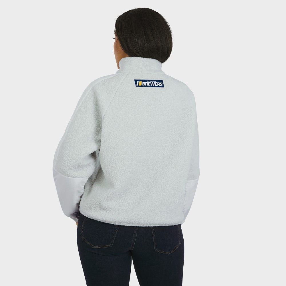 Gray Milwaukee Brewers WEAR by Erin Andrews Women's Polar Fleece Quarter-Zip Jacket