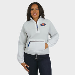 Gray New York Mets WEAR by Erin Andrews Women's Polar Fleece Quarter-Zip Jacket