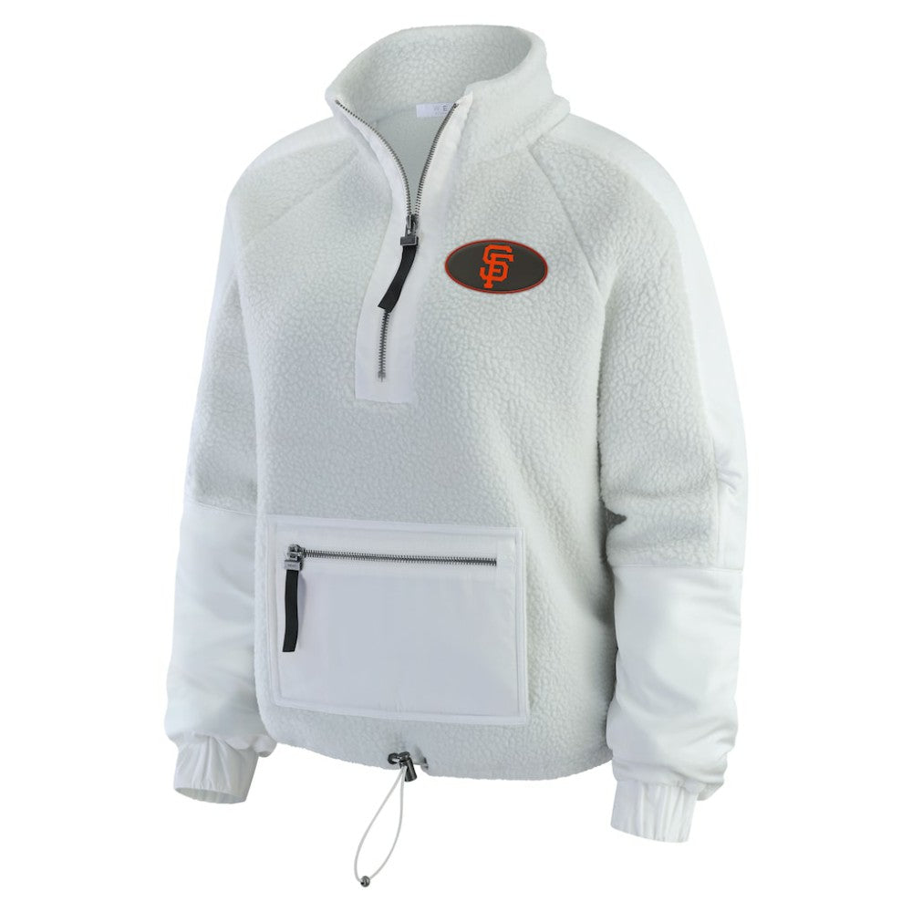 Gray San Francisco Giants WEAR by Erin Andrews Women's Polar Fleece Quarter-Zip Jacket