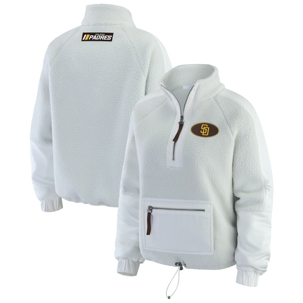 Gray San Diego Padres WEAR by Erin Andrews Women's Polar Fleece Quarter-Zip Jacket
