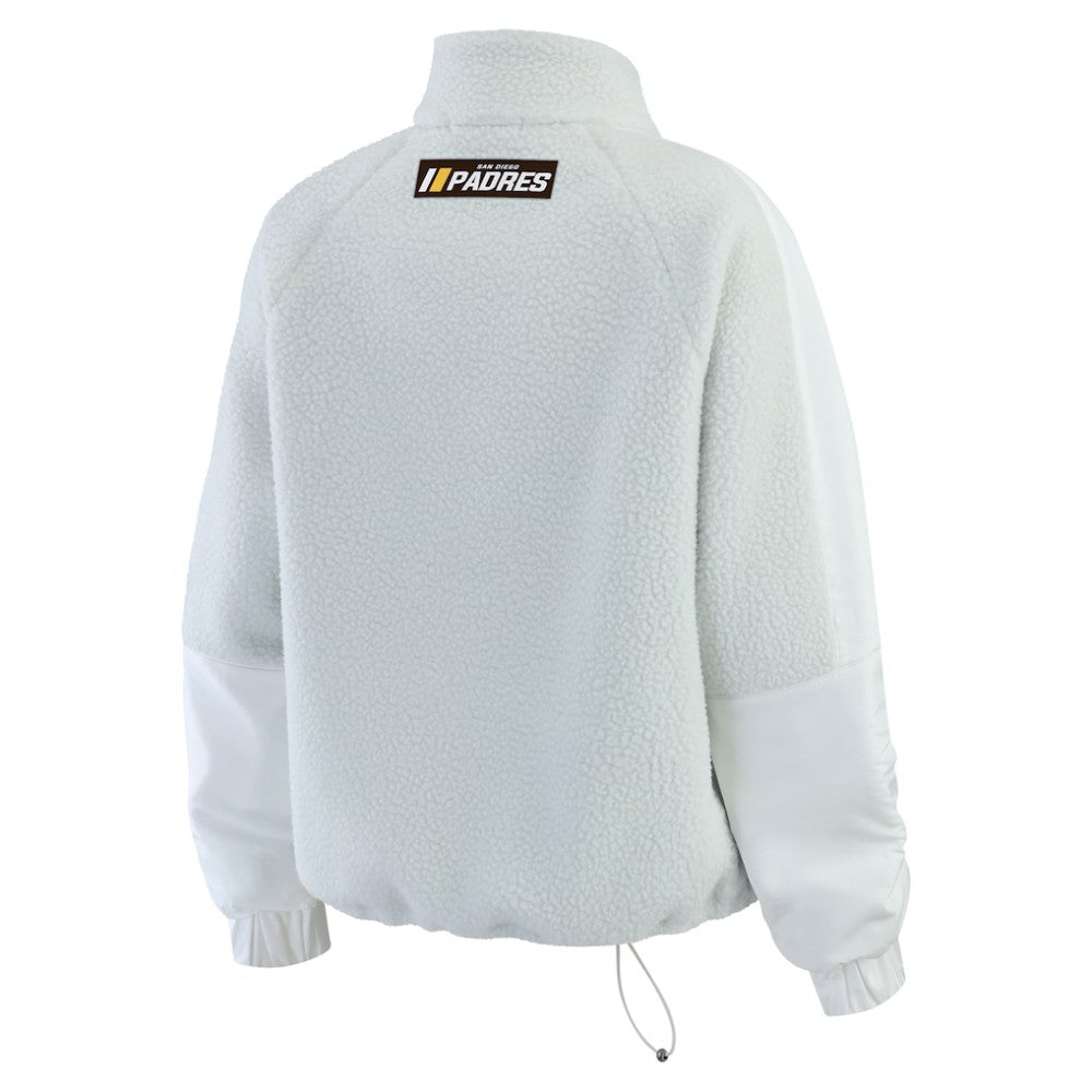 Gray San Diego Padres WEAR by Erin Andrews Women's Polar Fleece Quarter-Zip Jacket