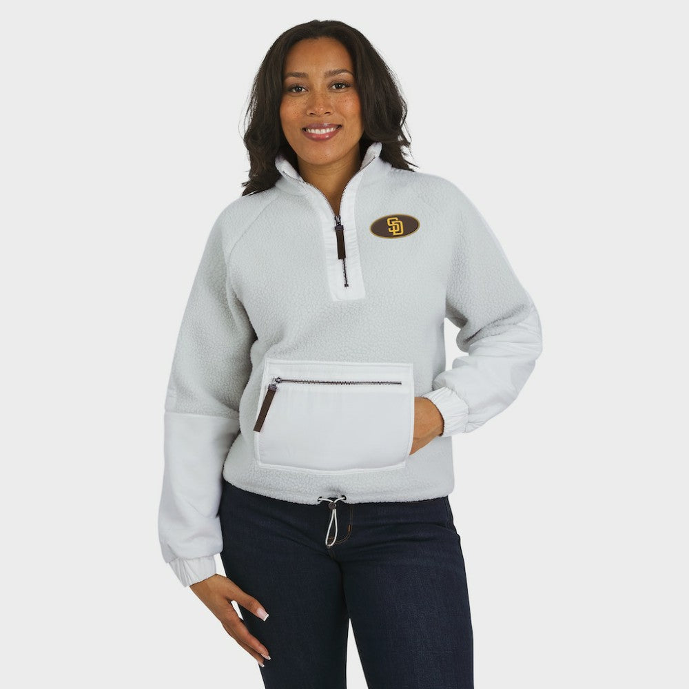 Gray San Diego Padres WEAR by Erin Andrews Women's Polar Fleece Quarter-Zip Jacket