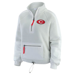 Gray Cincinnati Reds WEAR by Erin Andrews Women's Polar Fleece Quarter-Zip Jacket
