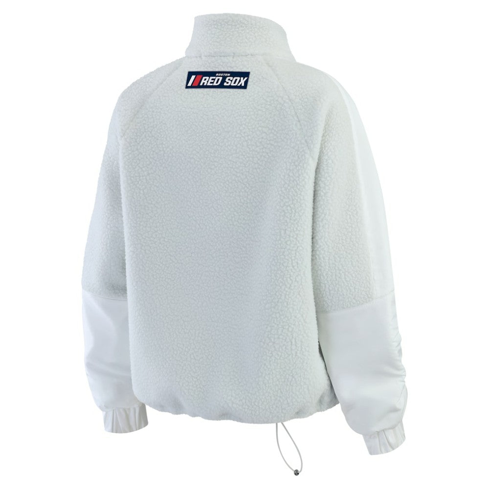 Gray Boston Red Sox WEAR by Erin Andrews Women's Polar Fleece Quarter-Zip Jacket