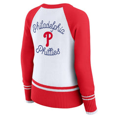 White Philadelphia Phillies WEAR by Erin Andrews Women's Colorblock Raglan Sweater