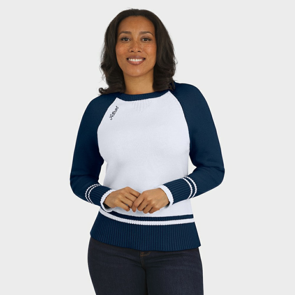 White Houston Astros WEAR by Erin Andrews Women's Colorblock Raglan Sweater