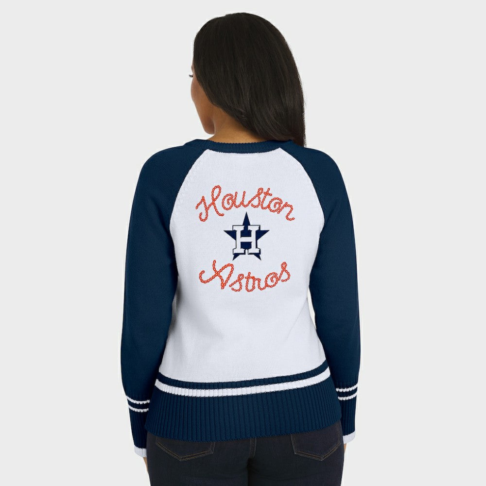 White Houston Astros WEAR by Erin Andrews Women's Colorblock Raglan Sweater