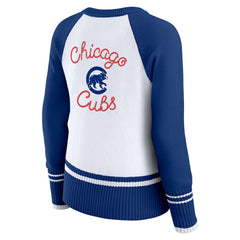 White Chicago Cubs WEAR by Erin Andrews Women's Colorblock Raglan Sweater