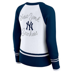 White New York Yankees WEAR by Erin Andrews Women's Colorblock Raglan Sweater