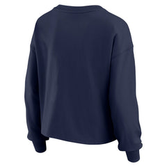 Navy Houston Astros WEAR by Erin Andrews Women's Heavy Rugby Jersey Cropped Long Sleeve T-Shirt & Shorts Lounge Set