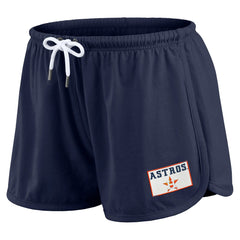 Navy Houston Astros WEAR by Erin Andrews Women's Heavy Rugby Jersey Cropped Long Sleeve T-Shirt & Shorts Lounge Set