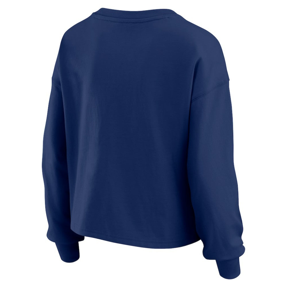 Navy Boston Red Sox WEAR by Erin Andrews Women's Heavy Rugby Jersey Cropped Long Sleeve T-Shirt & Shorts Lounge Set