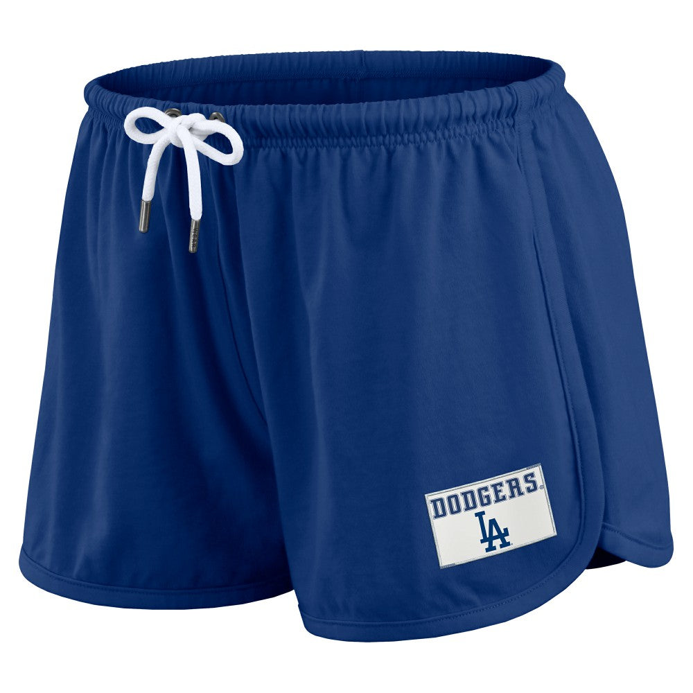 Royal Los Angeles Dodgers WEAR by Erin Andrews Women's Heavy Rugby Jersey Cropped Long Sleeve T-Shirt & Shorts Lounge Set
