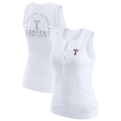 White Texas Rangers WEAR by Erin Andrews Women's Rib-Knit Henley Tank Top