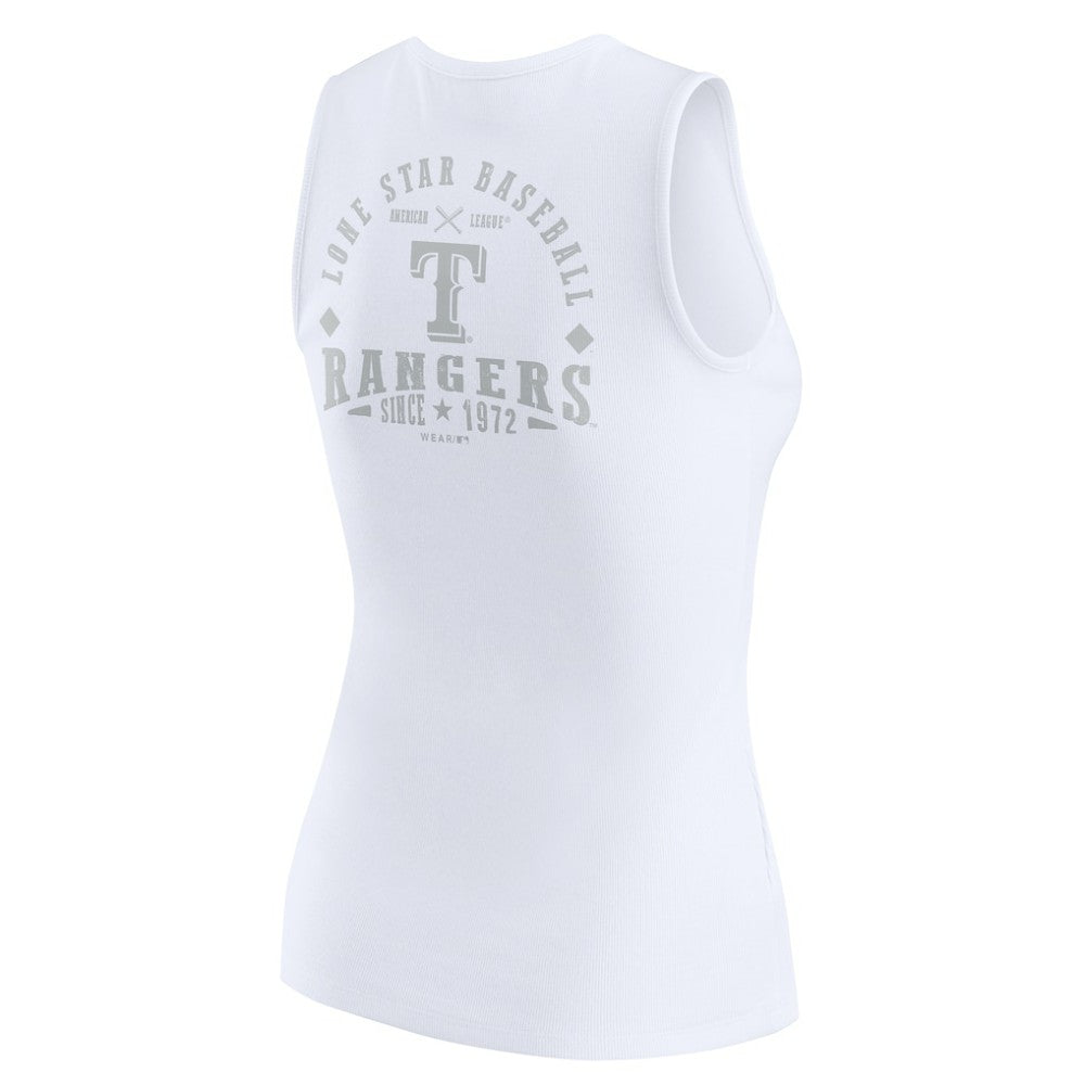 White Texas Rangers WEAR by Erin Andrews Women's Rib-Knit Henley Tank Top