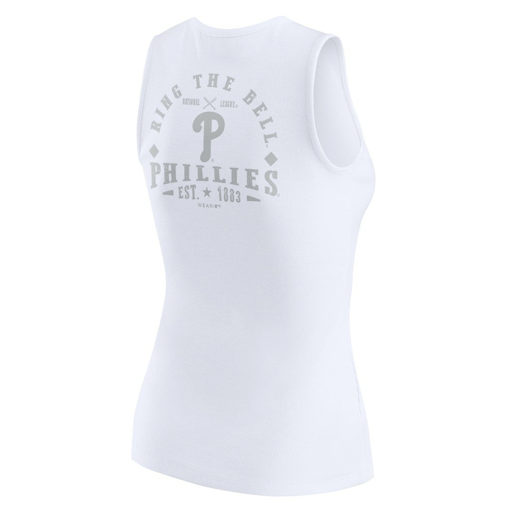 White Philadelphia Phillies WEAR by Erin Andrews Women's Rib-Knit Henley Tank Top