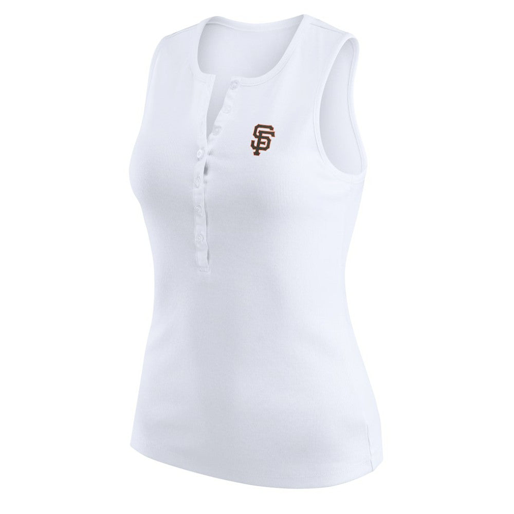 White San Francisco Giants WEAR by Erin Andrews Women's Rib-Knit Henley Tank Top