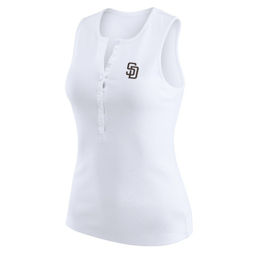 White San Diego Padres WEAR by Erin Andrews Women's Rib-Knit Henley Tank Top