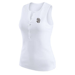 White San Diego Padres WEAR by Erin Andrews Women's Rib-Knit Henley Tank Top