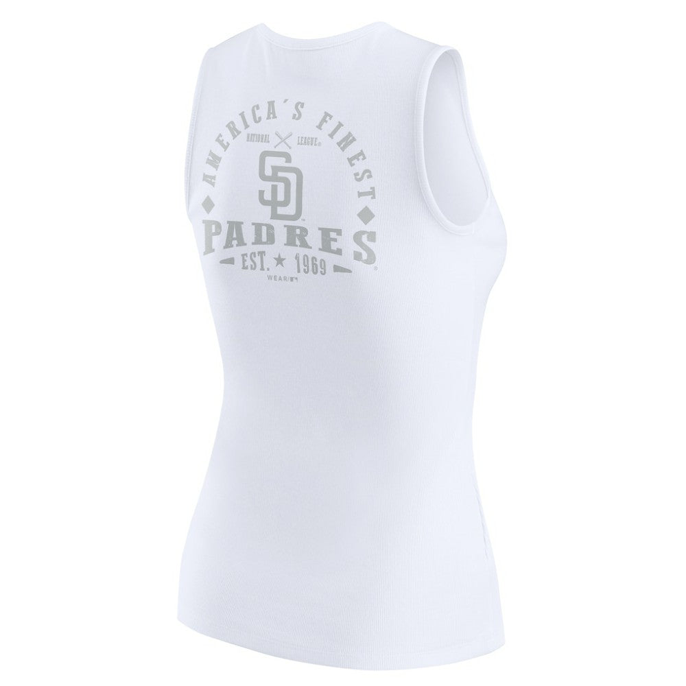 White San Diego Padres WEAR by Erin Andrews Women's Rib-Knit Henley Tank Top