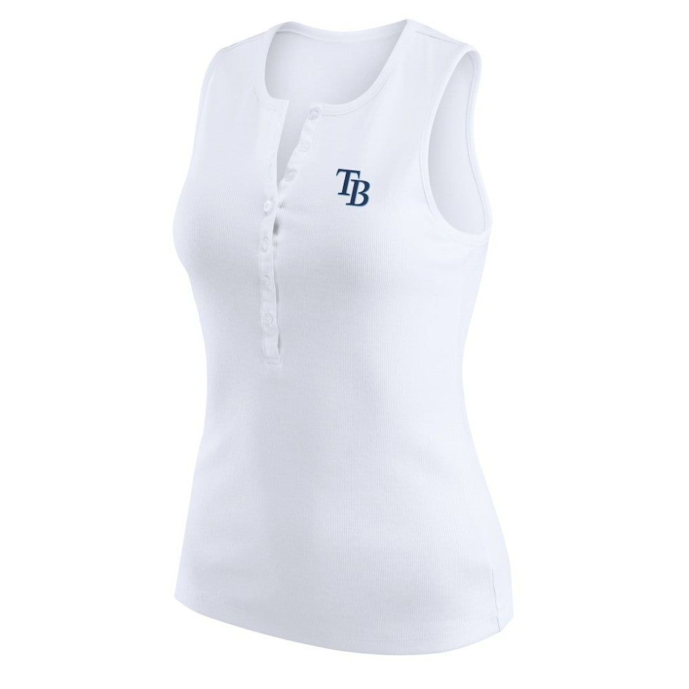 White Tampa Bay Rays WEAR by Erin Andrews Women's Rib-Knit Henley Tank Top