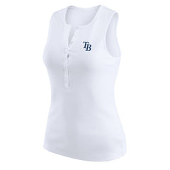 White Tampa Bay Rays WEAR by Erin Andrews Women's Rib-Knit Henley Tank Top
