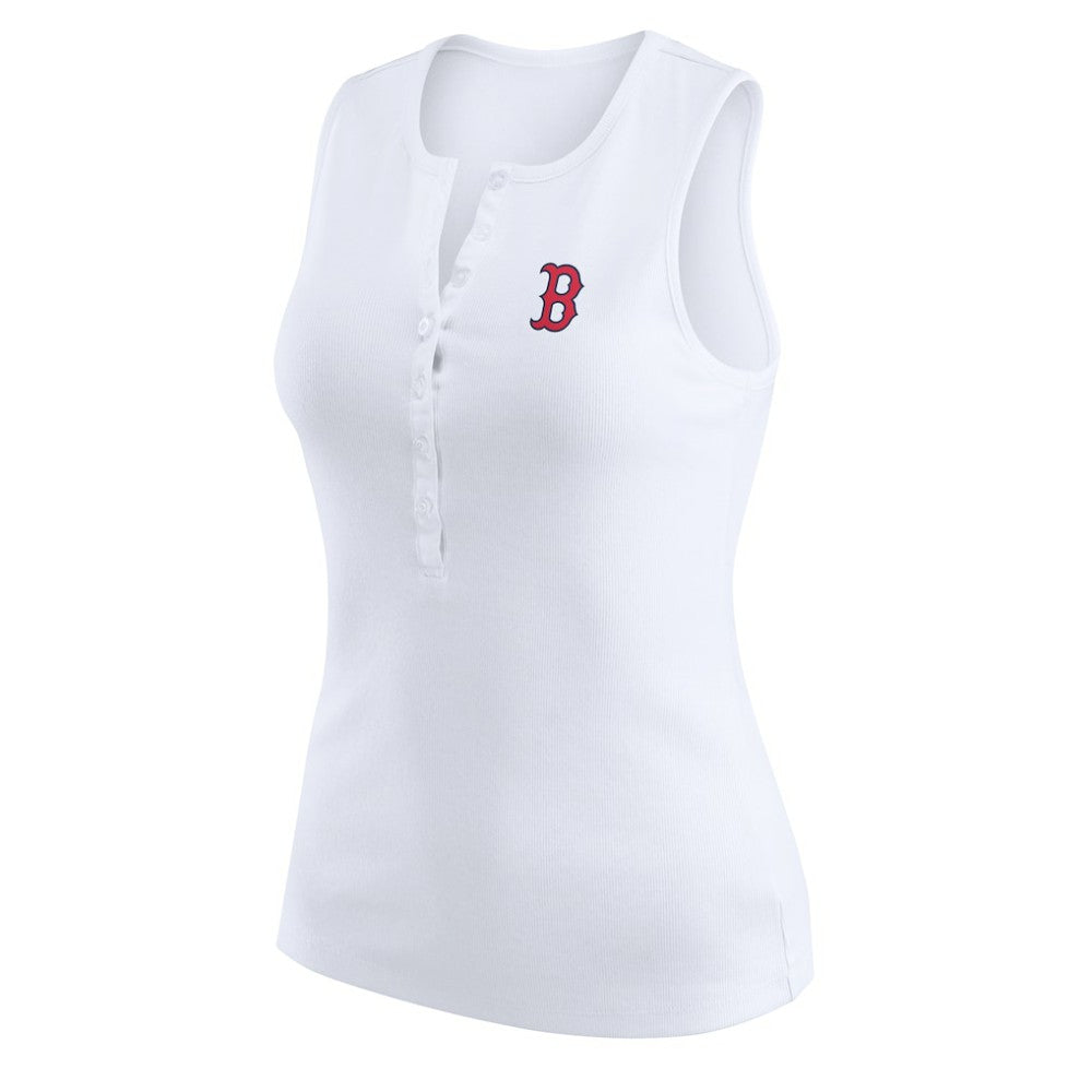White Boston Red Sox WEAR by Erin Andrews Women's Rib-Knit Henley Tank Top