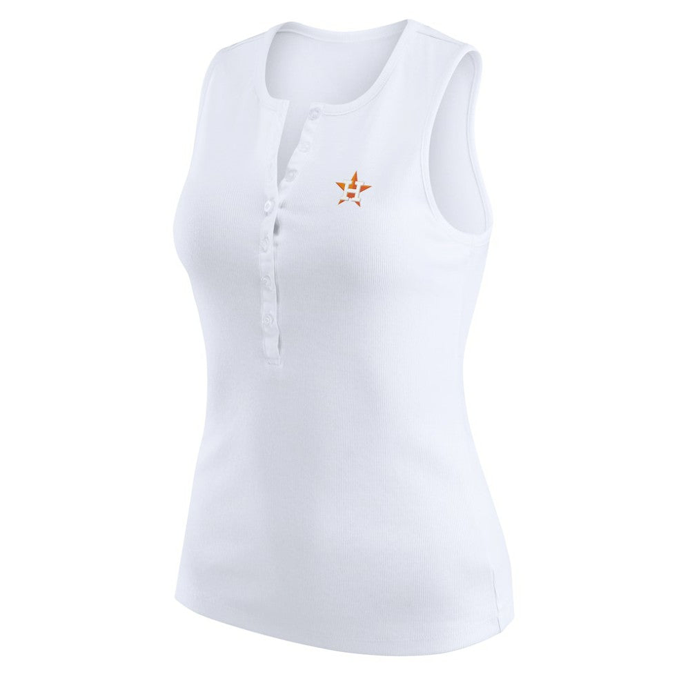 White Houston Astros WEAR by Erin Andrews Women's Rib-Knit Henley Tank Top