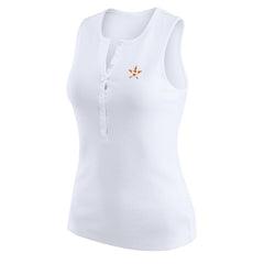 White Houston Astros WEAR by Erin Andrews Women's Rib-Knit Henley Tank Top